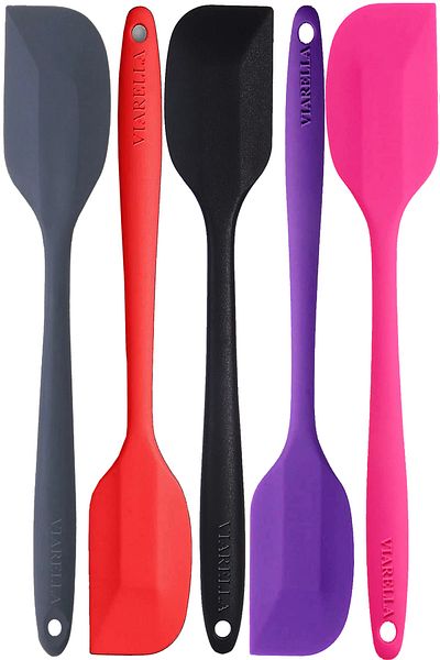 viarella Silicone Spatula Set 5 Pcs Large Size Non-Flammable Non-Stick Non-Scratch Gray-Red-Black-Purple-Fuchsia