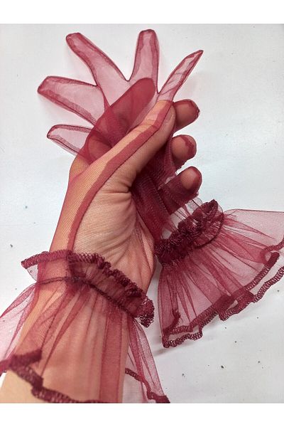 es moda shop Bella evening dress bridal gloves short burgundy