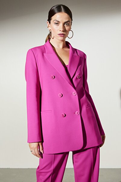 BROOKS BROTHERS Women's Fuchsia Oversize Loose Fitting Pointed Collar Jacket