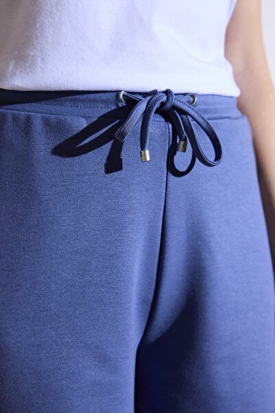 BROOKS BROTHERS Kadın Indigo Normal Bel Cepli Scuba Sandy Şort