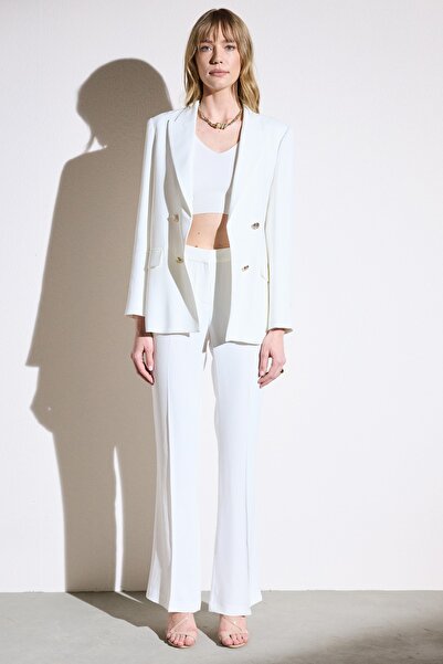 BROOKS BROTHERS Women's Ecru Regular Fit Pointed Collar Crepe Jacket