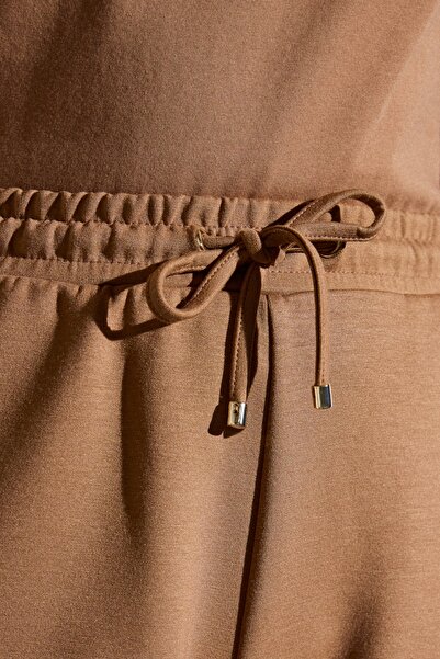 BROOKS BROTHERS Kadın Camel Normal Bel Cepli Scuba Sandy Şort