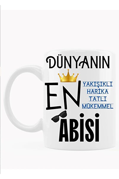 Öz Kupa Abi Temalı Yazılı Özel Tasarım Baskılı Kupa Bardak Doğum Günü Hediye