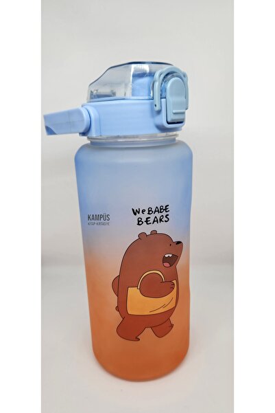 Taros Quokka 800ml Mavi Turuncu Çift Başlıklı Stickerlı Matara