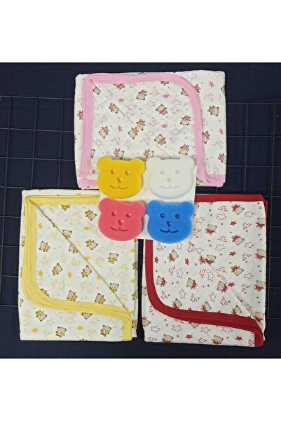Baby Single Layer Quilted 3-Piece Blanket Swaddle 80x90 Cm 4-Piece Washing Sponge