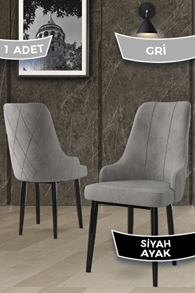 Canisa Trex Serisi 1.sınıf Babyface Kumaş Gri Sandalye Siyah Metal Ayak