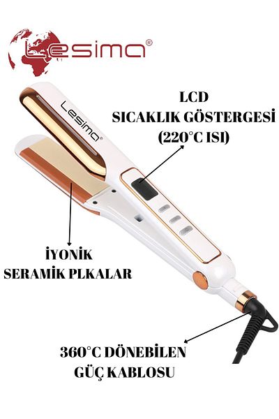 Lesima Ls-207 Ceramic Hair Straightener Digital LED Heat Adjustable Straightener