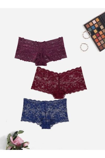 yokyokcollection Gecko Lace Γυναικεία Εσωρούχα - Σορτς Boxer Fantasi Σετ 3 τεμ