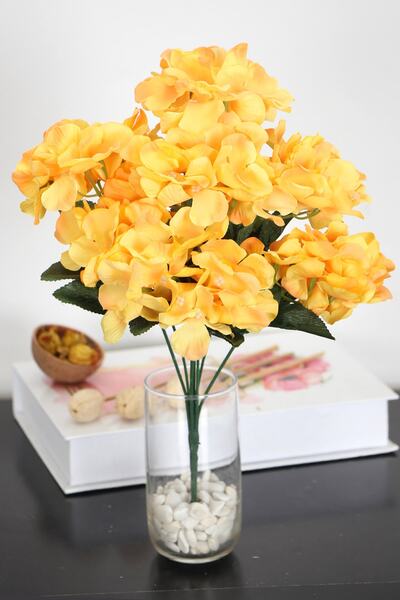 Yapay Çiçek Deposu Yapay 7 Dallı Ortanca Demeti 35 cm Turuncu