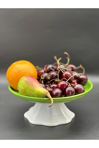 MeGgDecor Rengarenk Açık Yeşil Ayaklı meyvelik sunum kasesi kek standı Çap 21cm yükseklik 10 cm