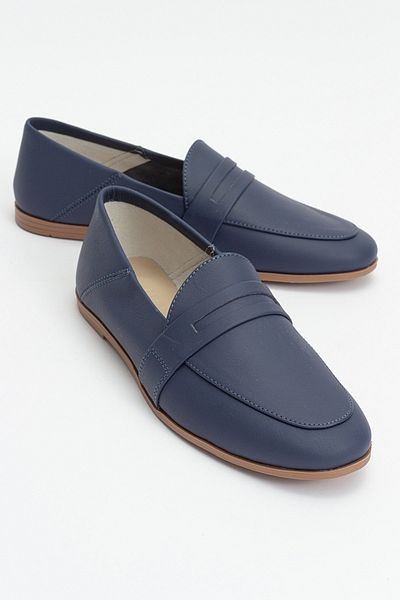 LuviShoes F05 Дамски балерини от естествена кожа в тъмносин цвят