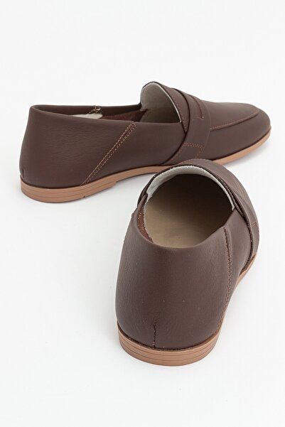 LuviShoes F05 Коричневі туфлі з натуральної шкіри жіночі мокасини