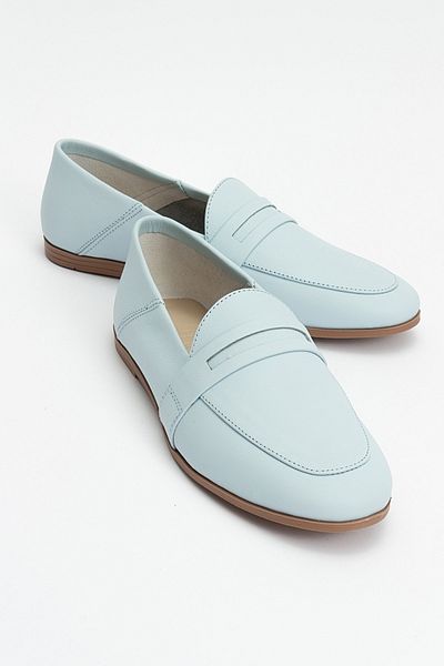 LuviShoes حذاء باليه نسائي من الجلد الطبيعي باللون الأزرق الفاتح