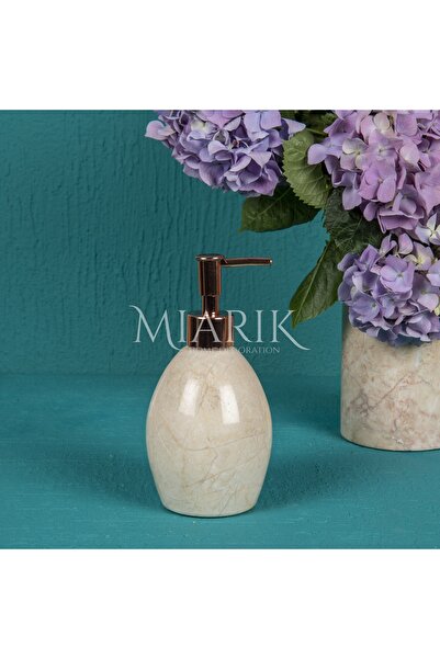 MIARIK DESIGN & DEKORASYON BEJ RENK MERMER OVAL SIVI SABUNLUK