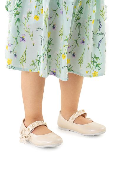 KARAMAZI 253 Model Karamazı Kids Pantofi balerină cu perle și velcro pentru fete