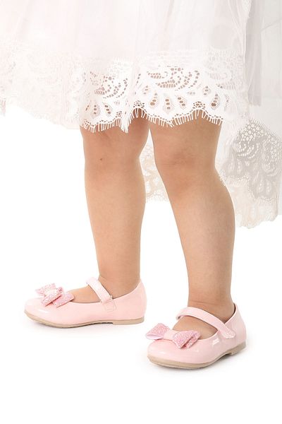 KARAMAZI Copii Velcro Bow Pantofi de balerină pentru fete Egean 200 Piele Lacuită