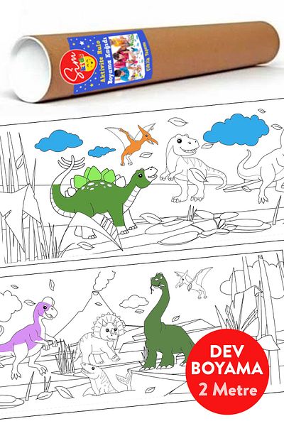 Sim Tasarım Dinosaurs Theme Educational Holiday Activity Coloring Paper