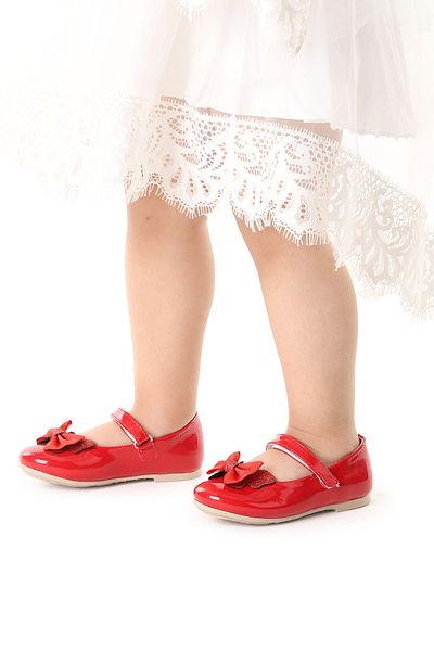 KARAMAZI Girl's Karamazı Patent Leather Ballerinas - Aegean 204 with Rhinestones and Velcro and Bow