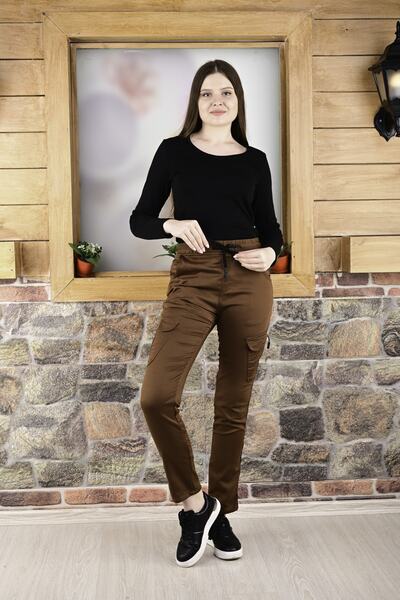 BLACK STEEL BEL VE PAÇA LASTİKLİ YANLARI KARGO CEP FERMUARLI PANTOLON-4444