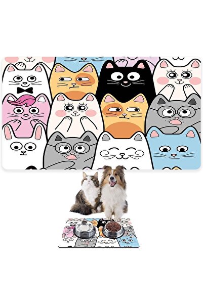 Monnhein بساط تغذية الحيوانات الأليفة بالطعام والماء، سهل التنظيف، مقاوم للما...