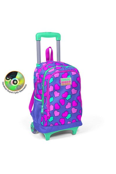 Coral High Kids Lavender Pink Heart Patterned 2-Piece Bag Set with Squeegee GOSET0223359