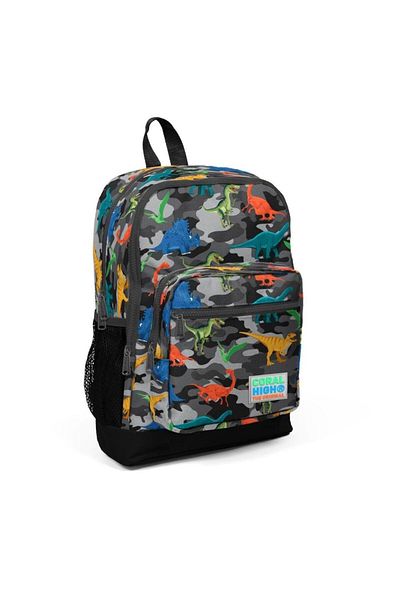 Coral High Set de genți de școală din 2 piese pentru copii, gri închis, negru, camuflaj, cu model de dinozaur GOSET 0223474