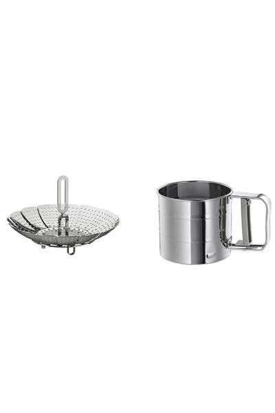 IKEA 2 Li Paslanmaz Set, Klockren Buharda Sebze Haşlama Ve Pişirici + Idealısk Un Eleği