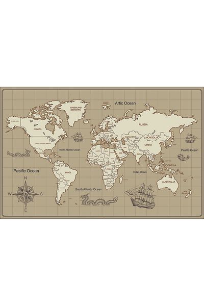 Master World Map Cartography Sticker (44x70) Cm