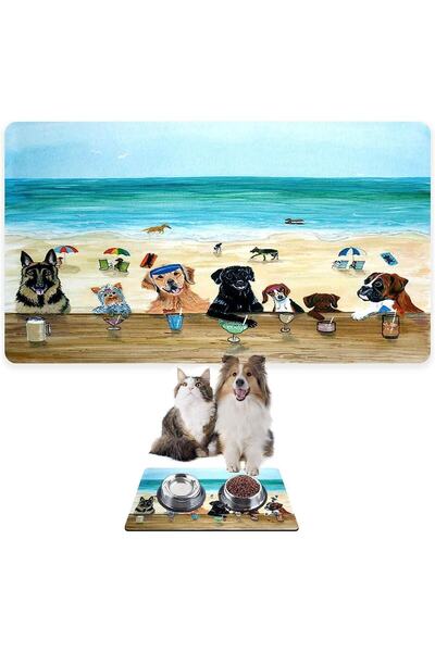 Monnhein بساط تغذية الحيوانات الأليفة بالطعام والماء، سهل التنظيف، مقاوم للما...