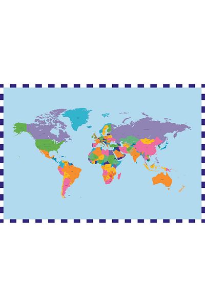 Master World Map English Capital Countries Sticker (90x61) Cm