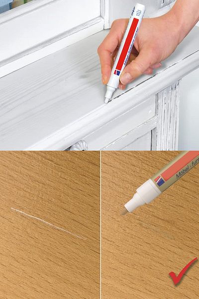ŞENEL Yapı Market Furniture Touch Up Set + Wooden Filler Pen Scratch Crack Sealer Set of 2 White