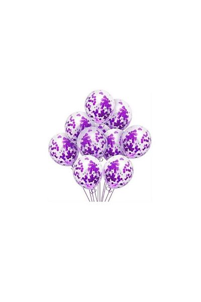 LOTUS PARTY 10 Pieces Latex Pastel Transparent Purple Sequin Balloon