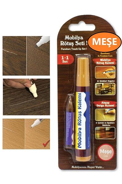 ŞENEL Yapı Market Furniture Touch Up Set + Wooden Filler Pen Scratch Crack Concealer Set of 2 Anthracite Oak