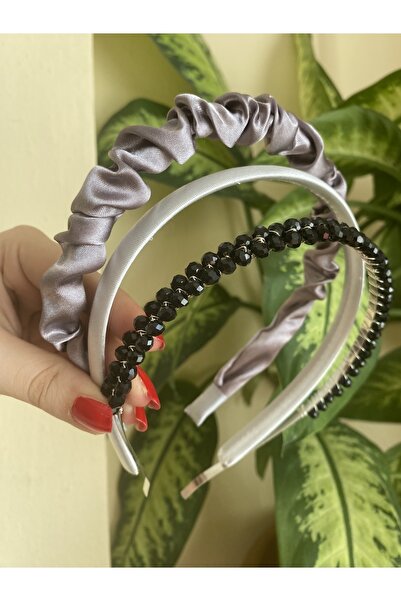 CSR AKSESUAR Σετ 3 τιάρες από σατέν και κρυστάλλινη πέτρα