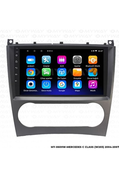 MYWAYY Myway Mercedes C Class C180 (W203-W209) Android 12 Kablosuz Carplay Na...