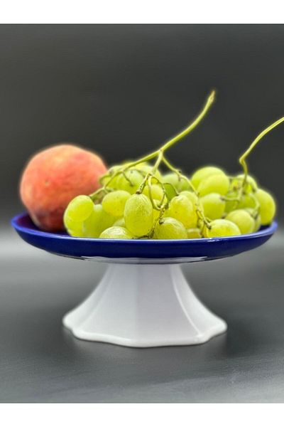 MeGgDecor Colorful Navy Blue Footed fruit plate presentation bowl cake stand Diameter 21cm height 10 cm