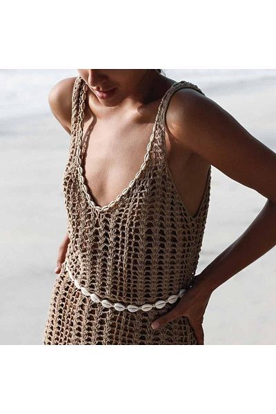 Major Butik حزام بتصميم صدفة البحر من الكروشيه الرئيسي