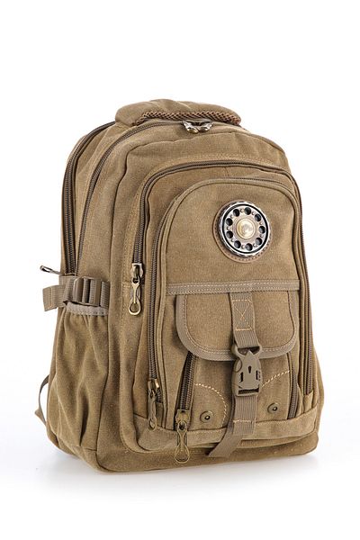 DİNGABAGS ÇÇS Beige Ccs51413 Πανί από καμβά Unisex Αδιάβροχο σακίδιο πλάτης με πολλές τσέπες