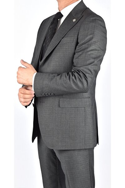 Carutte TK 40 2023-ÇİZGİLİ YELEKLİ SLİMFİT TAKIM ELBİSE/GRİ/54 BEDEN - 6 DROP