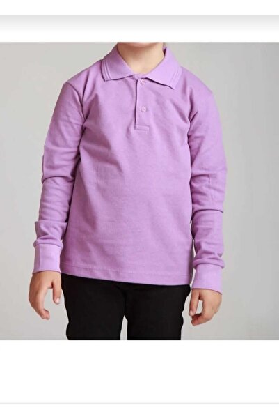 KURAFF Tricou unisex pentru copii cu guler polo cu mânecă lungă gri școală NBL