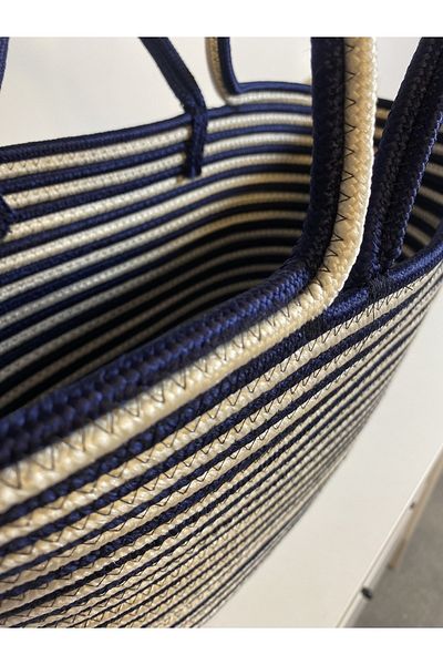 MaVaux Τσάντα παραλίας Zebra Jute Straw Look Τσάντα με λαβή γιούτας Vegan Bag