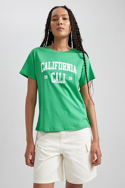 DeFacto Regular Fit Crew Neck Printed Short Sleeve 100% Cotton T-shirt B1013ax23hs