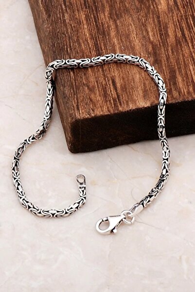 ALPHA SİLVER 925 Ayar Gümüş Kral Model Bileklik Erkek - Unisex 3 Mm