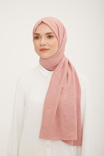 Armine Cotton Textured Geometric Patterned Jazz Shawl - Dried Rose Jazz