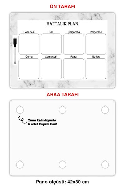 Copyrite White Marble Weekly Planner Writable and Erasable (42x30) Lesson, Work, Routine Planning Wall Board