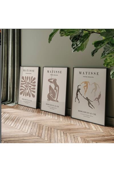 BobArt Matisse 3'lü Çerçevesiz Poster Duvar Tablosu Poster Modern Tablo Dekor...