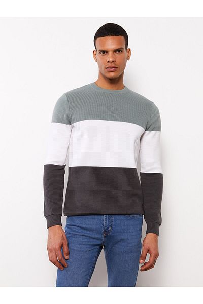LC Waikiki Ανδρικό Πλεκτό Πουλόβερ - Crew Neck, Μακρύ μανίκι, Color Block