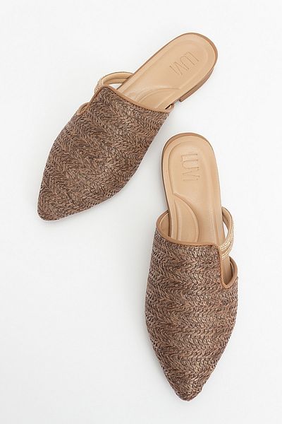 LuviShoes PESA Damen-Hausschuhe aus braunem Strohstein