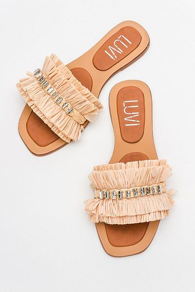 LuviShoes LUPE Beige Stone Women's Slippers