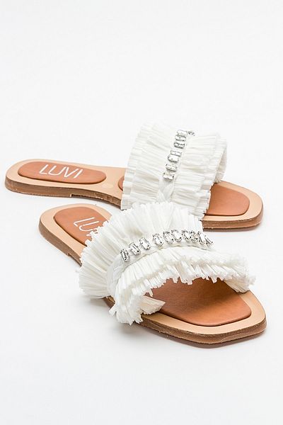 LuviShoes LUPE White Stone Women's Slippers